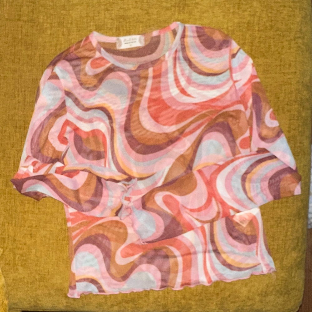 Pink and Brown Swirl Long Sleeve Tee